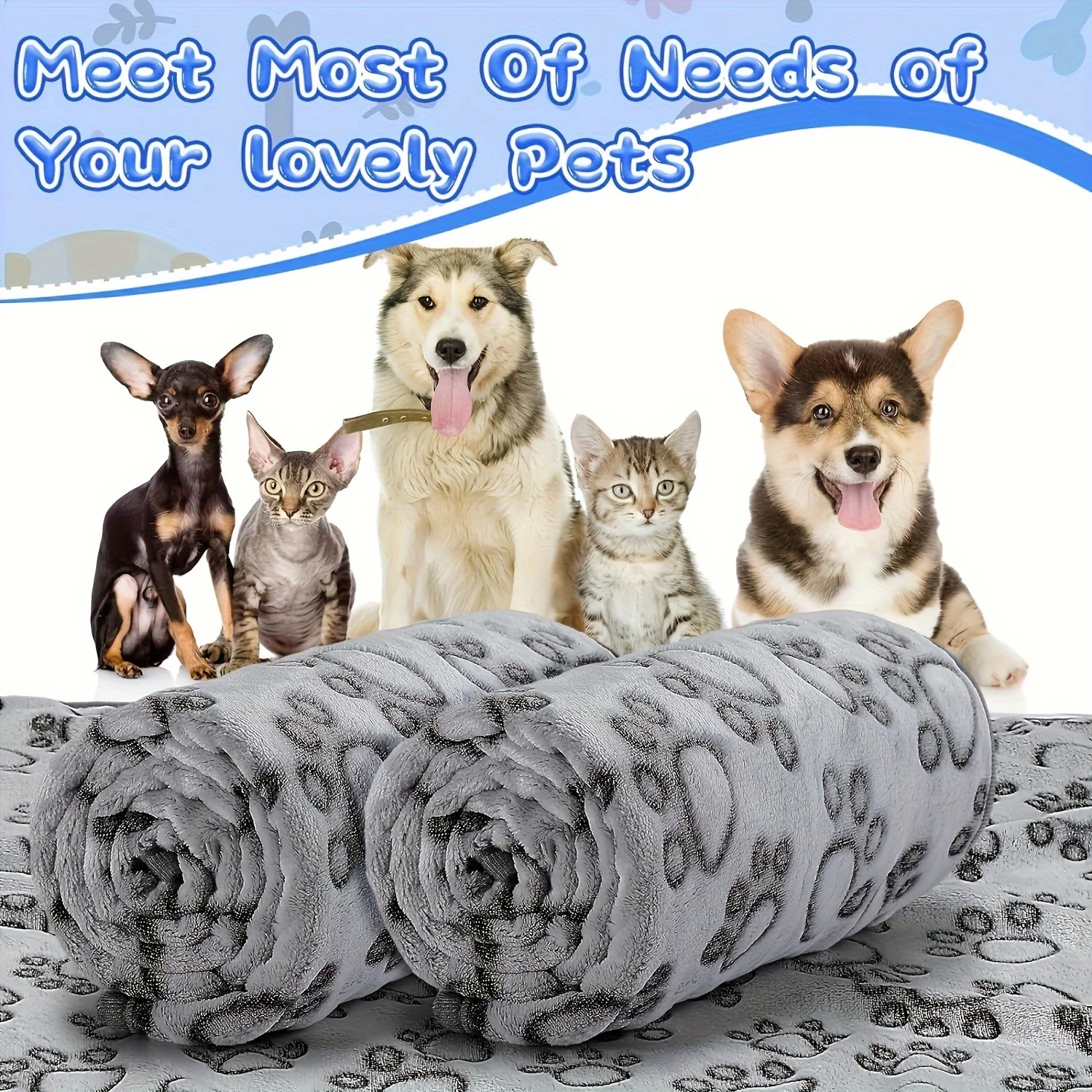 Soft Fluffy High Quality Pet Blanket Cute Cartoon Pattern Pet Mat Warm and Comfortable Blanket for Cat Dogs thumbnail 2