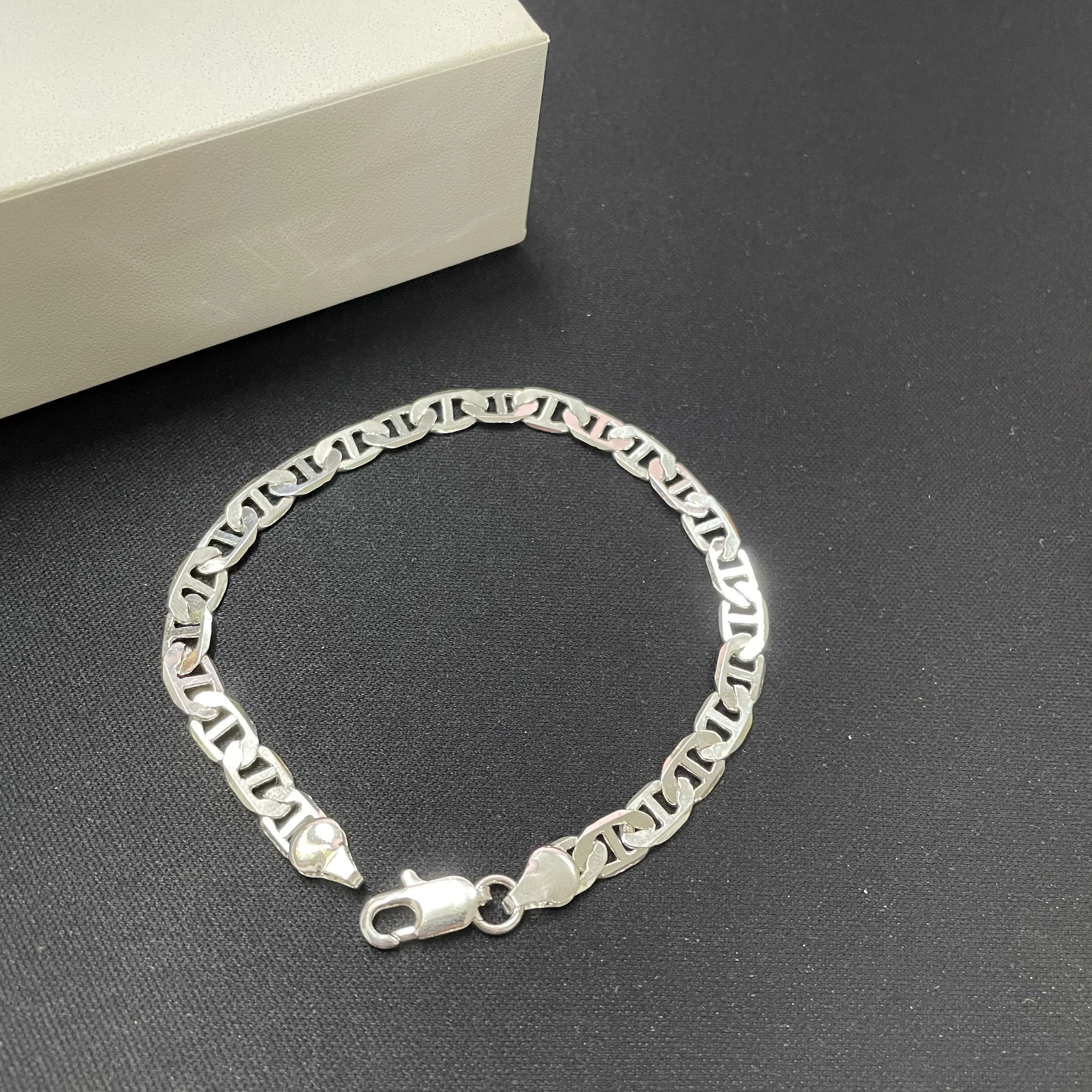 45-60CM 925 Sterling Silver 6MM Men's Necklace Bracelet Set 18K Gold Plating Luxury Quality Jewelry Wholesale Accessories thumbnail 3