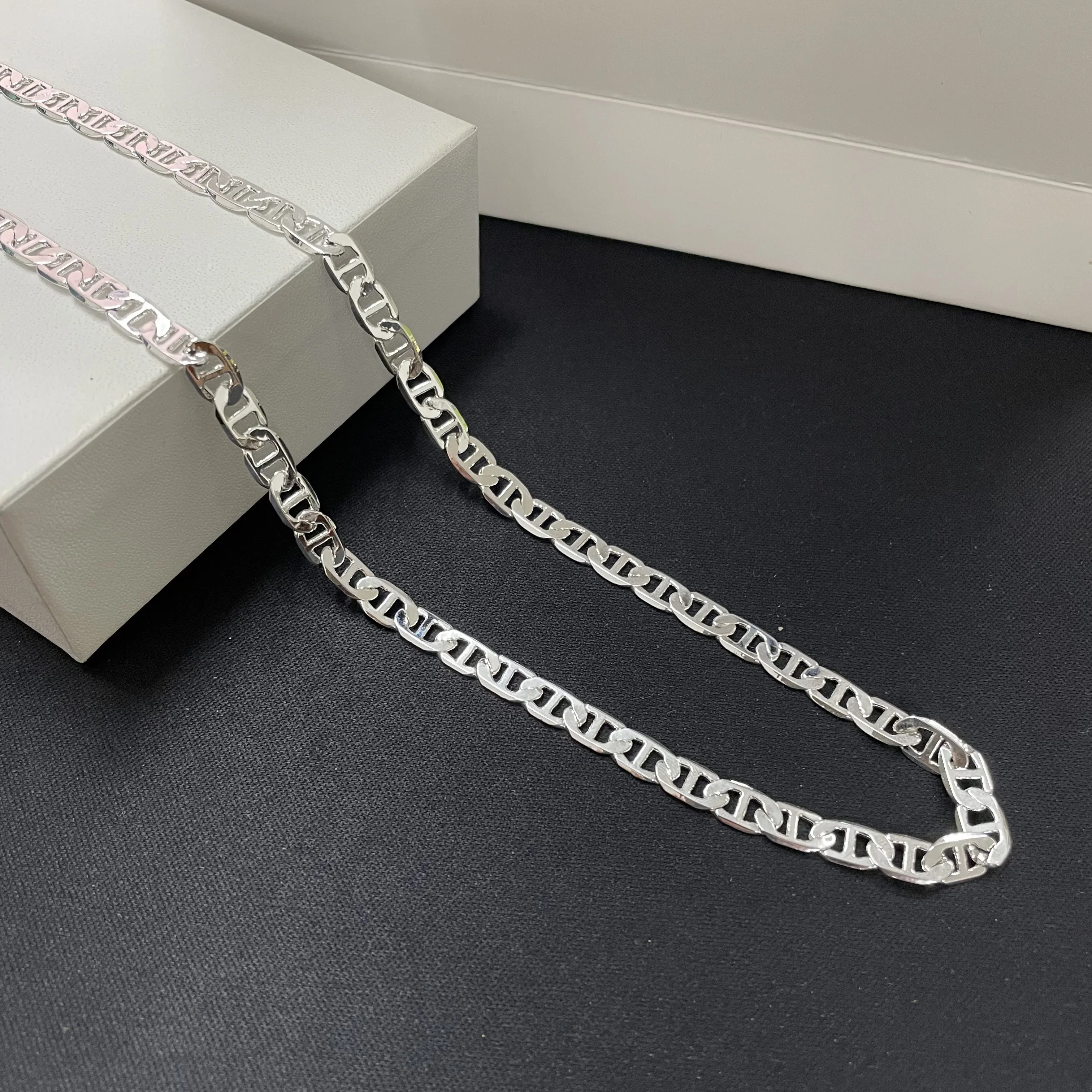 45-60CM 925 Sterling Silver 6MM Men's Necklace Bracelet Set 18K Gold Plating Luxury Quality Jewelry Wholesale Accessories thumbnail 5