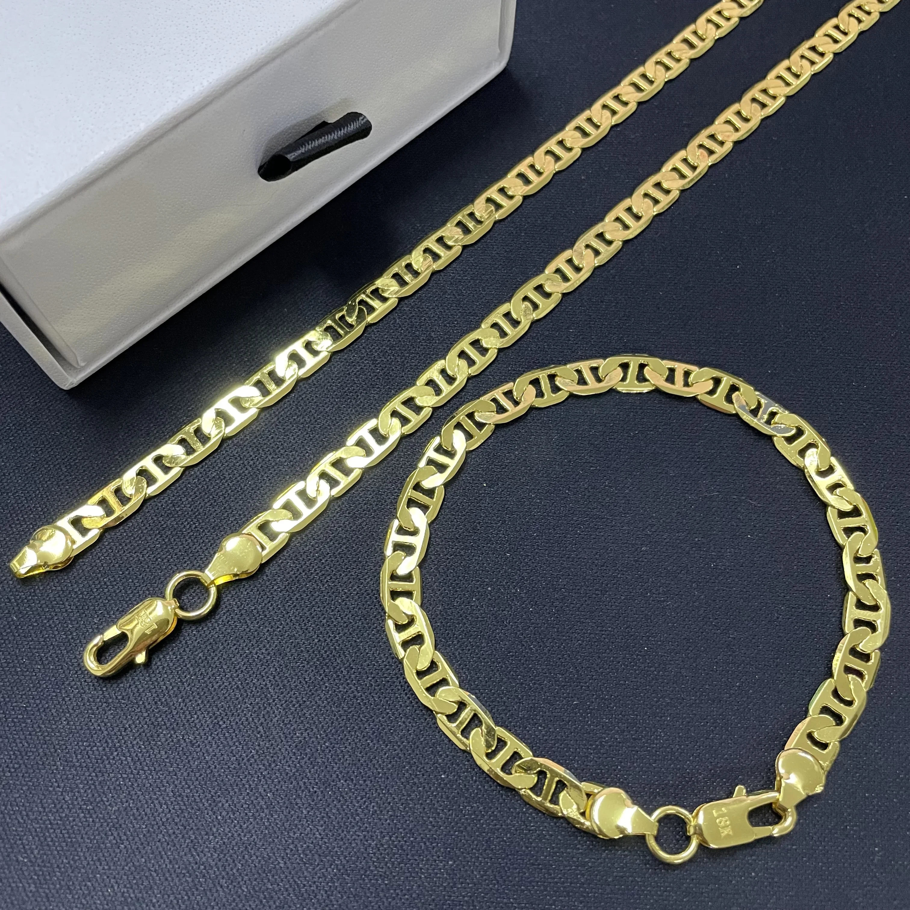 45-60CM 925 Sterling Silver 6MM Men's Necklace Bracelet Set 18K Gold Plating Luxury Quality Jewelry Wholesale Accessories thumbnail 2