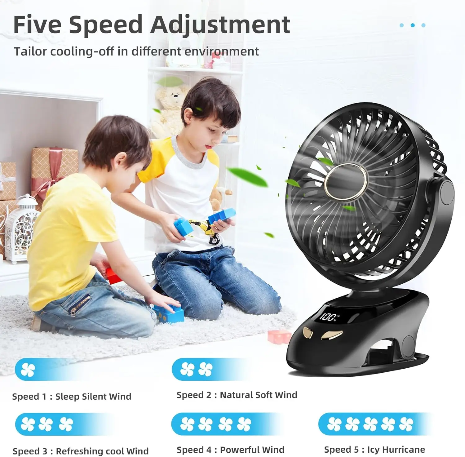 Small Desk Clip On Fan, Portable Personal USB Clip Fan For Home Office Travel Bed Stroller Camping Outdoor Golf Cart Fan thumbnail 3