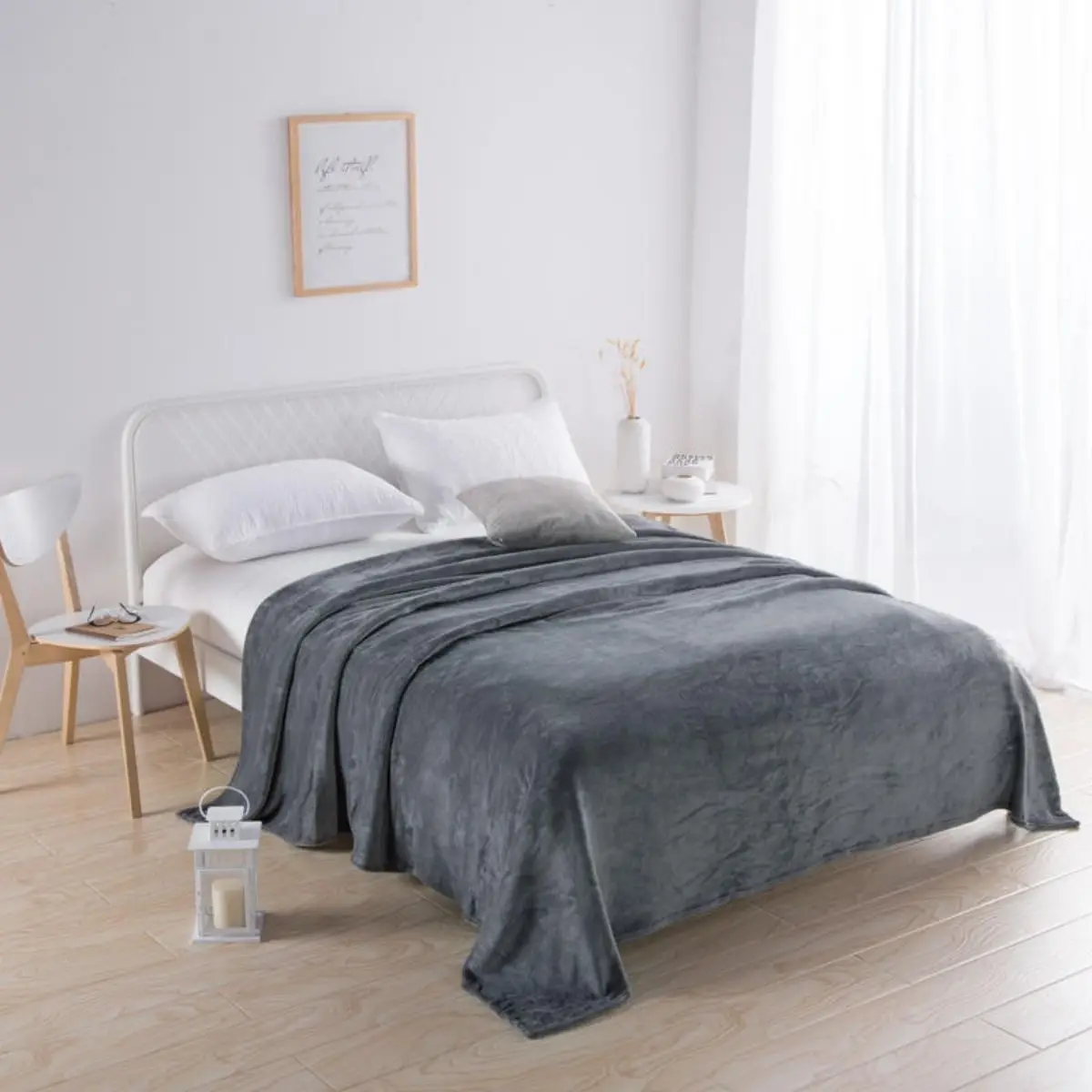 1pc, simple and plain colored plush blanket, multifunctional Farley plush blanket cover, thickened and warm thumbnail 3