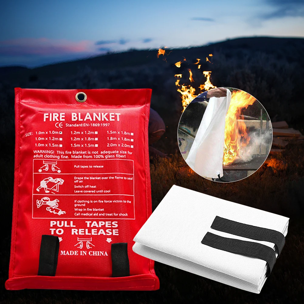 1/2M Fire Blanket Home Safety Fighting Fire Extinguishers Fireproof Welding Blanket Emergency Survival Fire Shelter Safety Cover thumbnail 2
