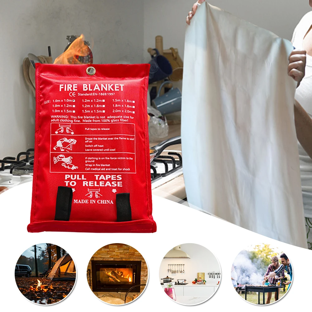 1/2M Fire Blanket Home Safety Fighting Fire Extinguishers Fireproof Welding Blanket Emergency Survival Fire Shelter Safety Cover thumbnail 3