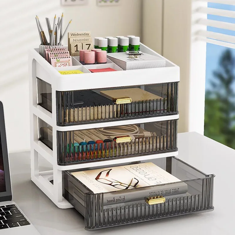 Drawer Storage Desk Organizer Stationery Transparent Office Supplies Organizers Accessories Box Plastic Organizing Boxes School thumbnail 3