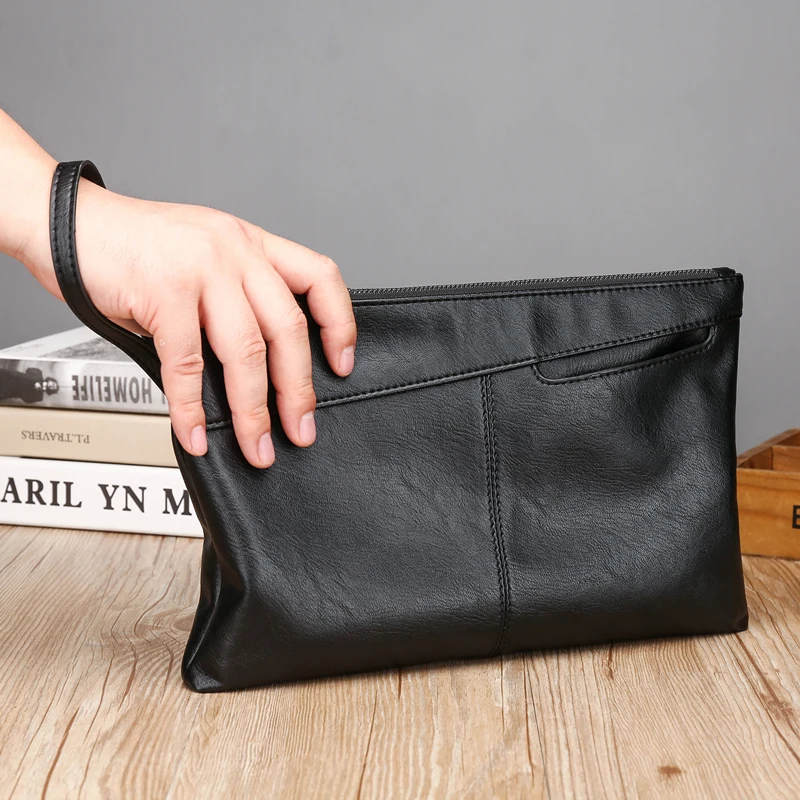 Fashion Business Men Day Clutch Bag High Quality Soft PU Leather Money Handbag Casual Male Cardholder Case Phone Bag for Men thumbnail 3