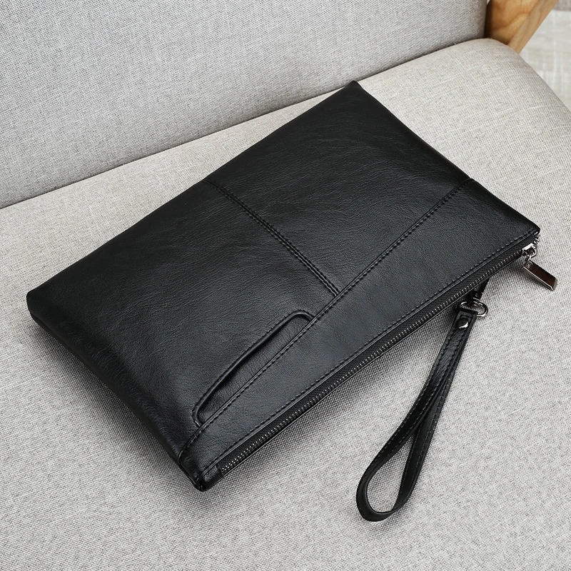 Fashion Business Men Day Clutch Bag High Quality Soft PU Leather Money Handbag Casual Male Cardholder Case Phone Bag for Men thumbnail 2