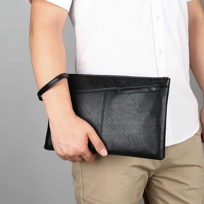 Fashion Business Men Day Clutch Bag High Quality Soft PU Leather Money Handbag Casual Male Cardholder Case Phone Bag for Men thumbnail 4