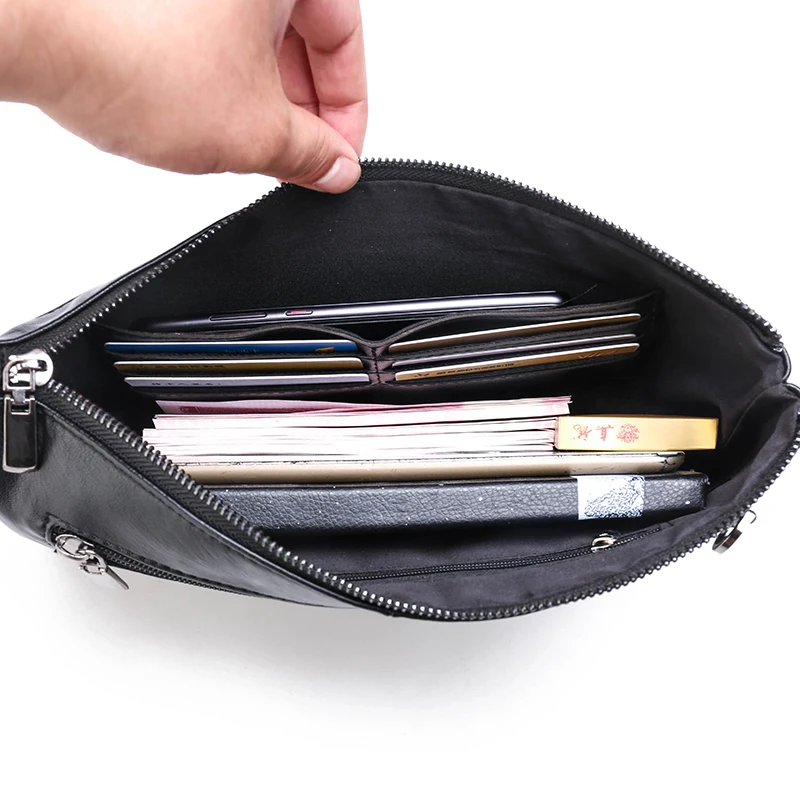 Fashion Business Men Day Clutch Bag High Quality Soft PU Leather Money Handbag Casual Male Cardholder Case Phone Bag for Men thumbnail 6