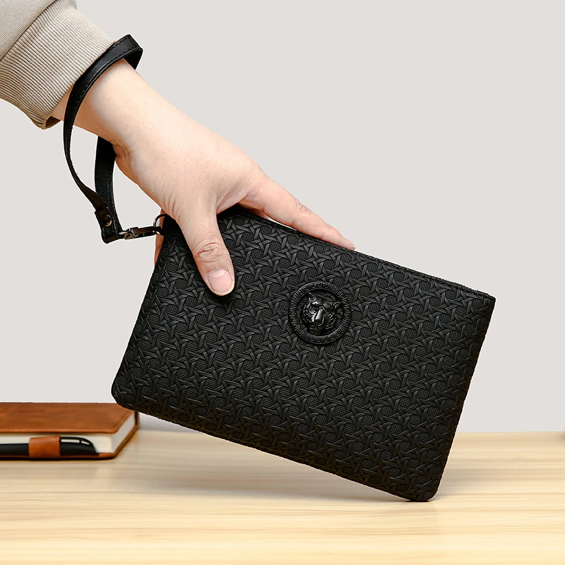 Fashion Business Men Day Clutch Phone Bag High Quality PU Leather Money Handbag Fashion Casual Male Cardholder Case thumbnail 5