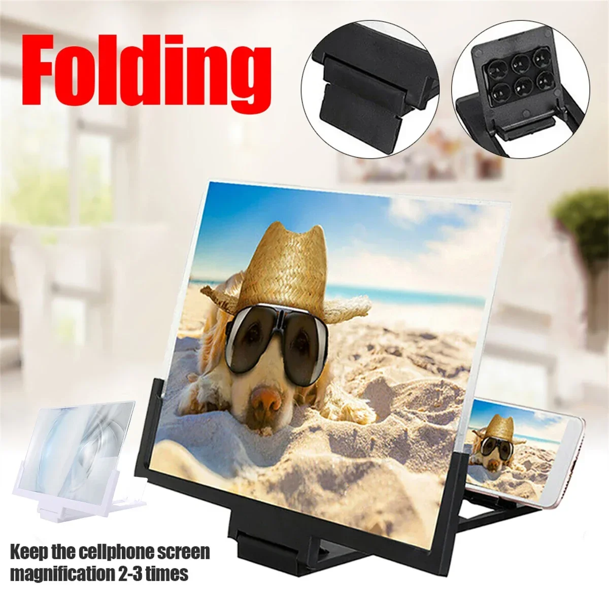14 Inch Mobile Phone Screen Amplifier 3D Magnifying Glass Stand Magnifier HD Video Amplifier Phone Stand Enlarged Screen Bracket thumbnail 2