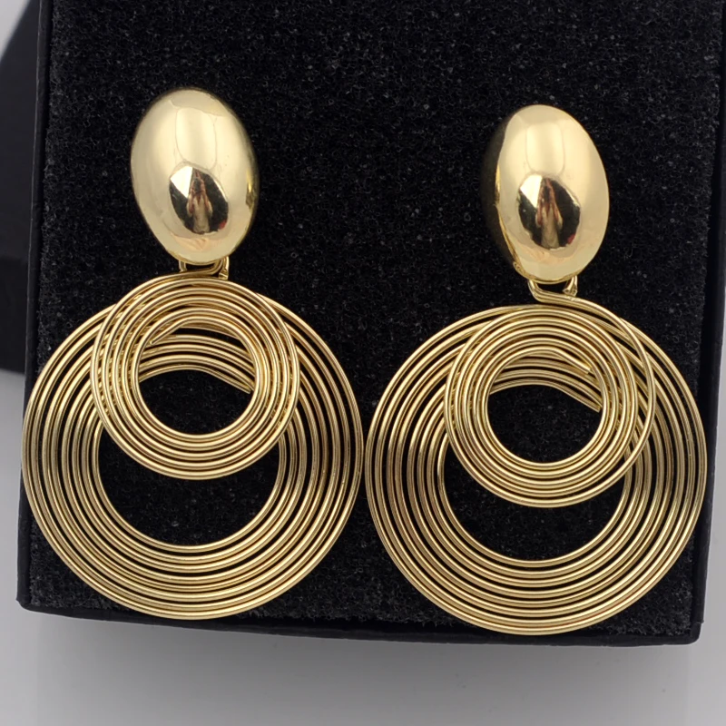 Trendy Big Round Statement Earrings for Women Golden Silver Color Metal Geometry Dangle Drop Earrings European Simple Jewelry thumbnail 4