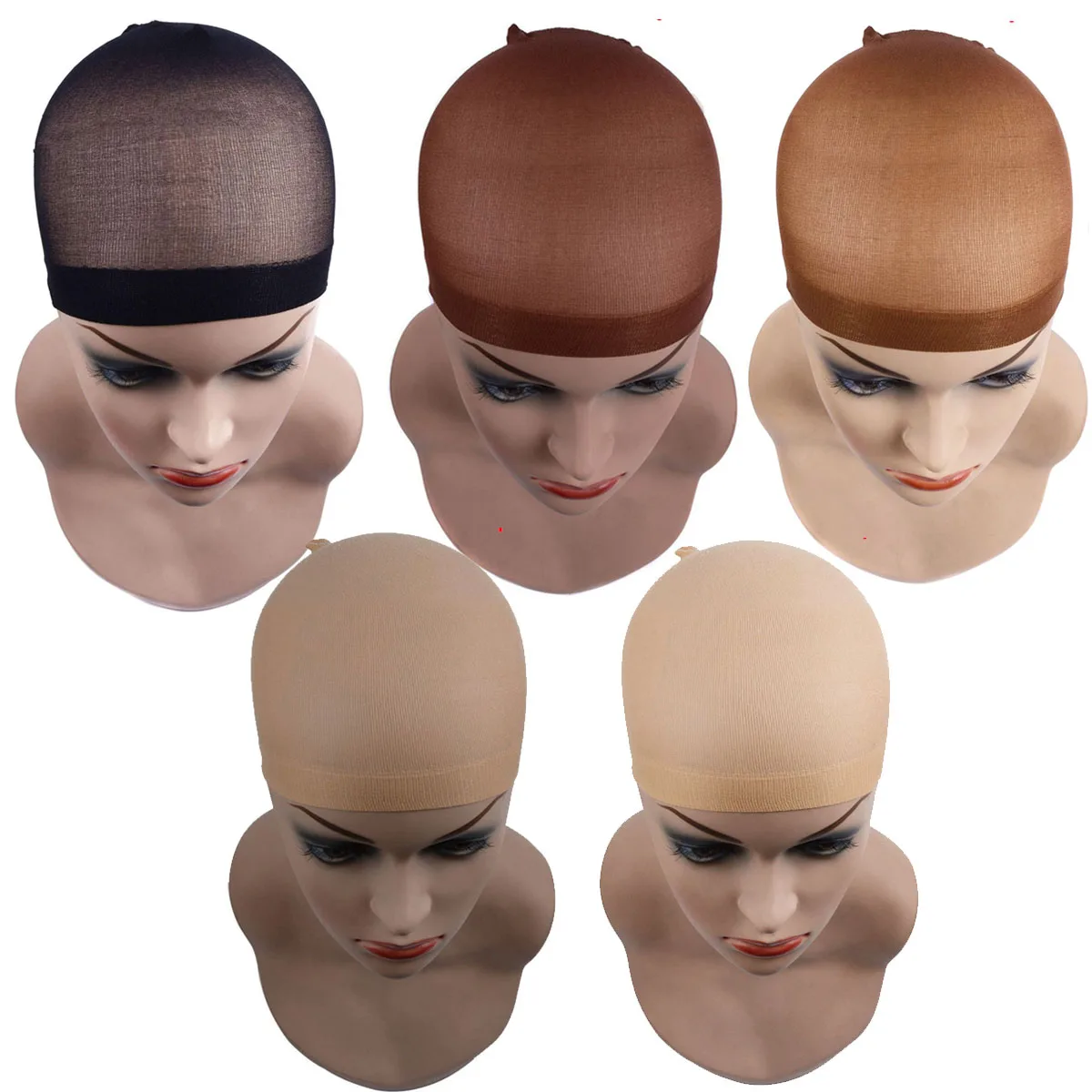 2Pcs Hair Cap Net Mesh For Weave Black Brown Stretch Mesh Wig Caps For Making Wigs Free Size Hairnets Caps thumbnail 2