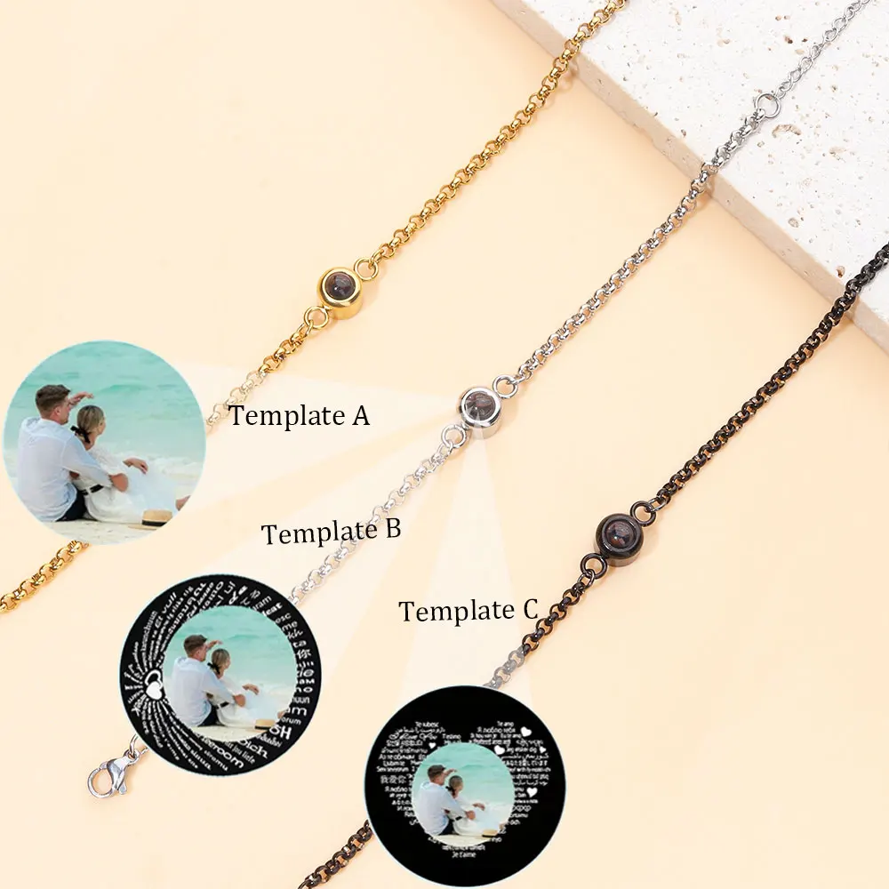 Custom Photo Bracelet with Photo Inside Stainless Steel Personalized Photo Projection Memory Bracelet Photo Customized Bracelet thumbnail 4