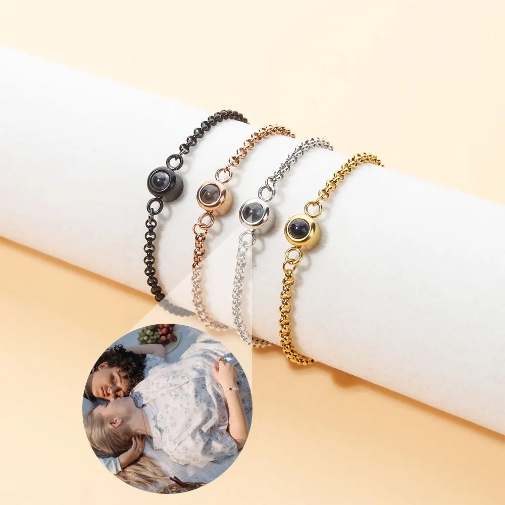 Custom Photo Bracelet with Photo Inside Stainless Steel Personalized Photo Projection Memory Bracelet Photo Customized Bracelet thumbnail 3