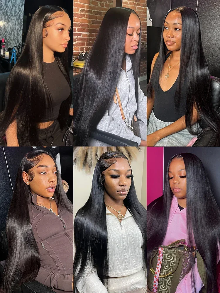 250 Density Human Hair Bone Straight 13x6 HD Lace Front Wig 5x5 Glueless 40 Inch 13x4 Lace Frontal Wigs Black Closure Brazilian thumbnail 5