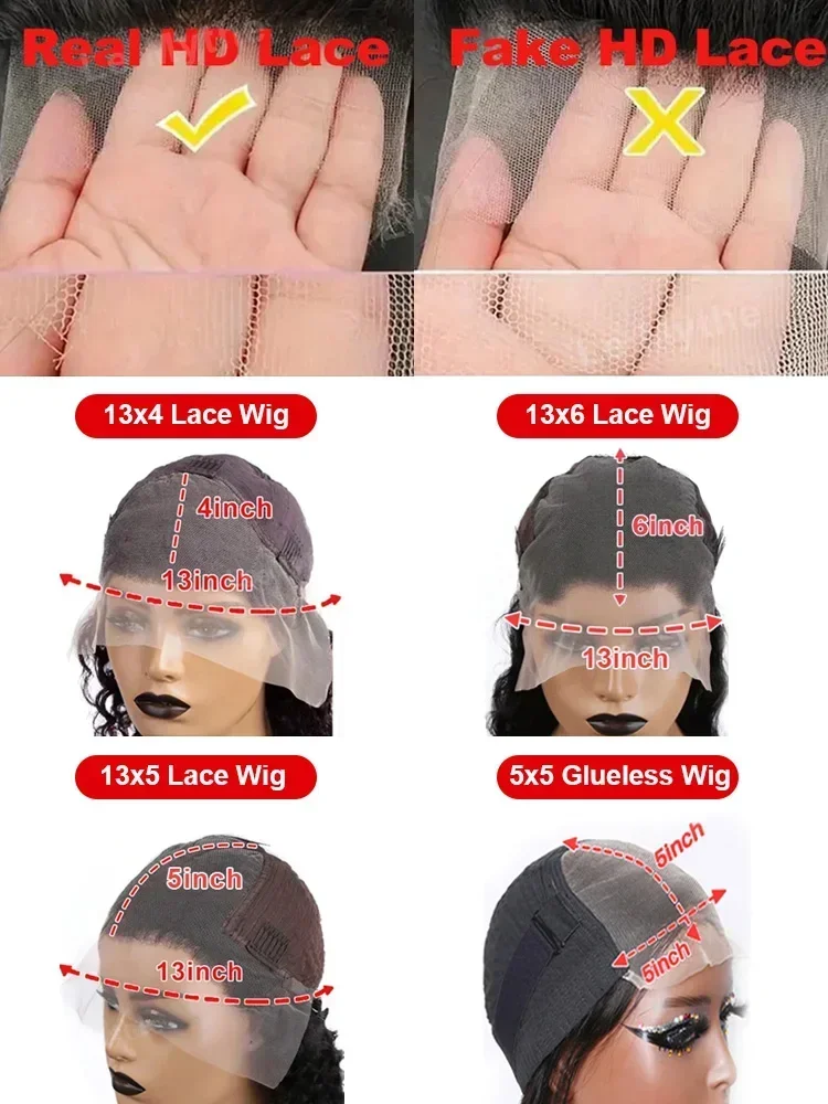 250 Density Human Hair Bone Straight 13x6 HD Lace Front Wig 5x5 Glueless 40 Inch 13x4 Lace Frontal Wigs Black Closure Brazilian thumbnail 6