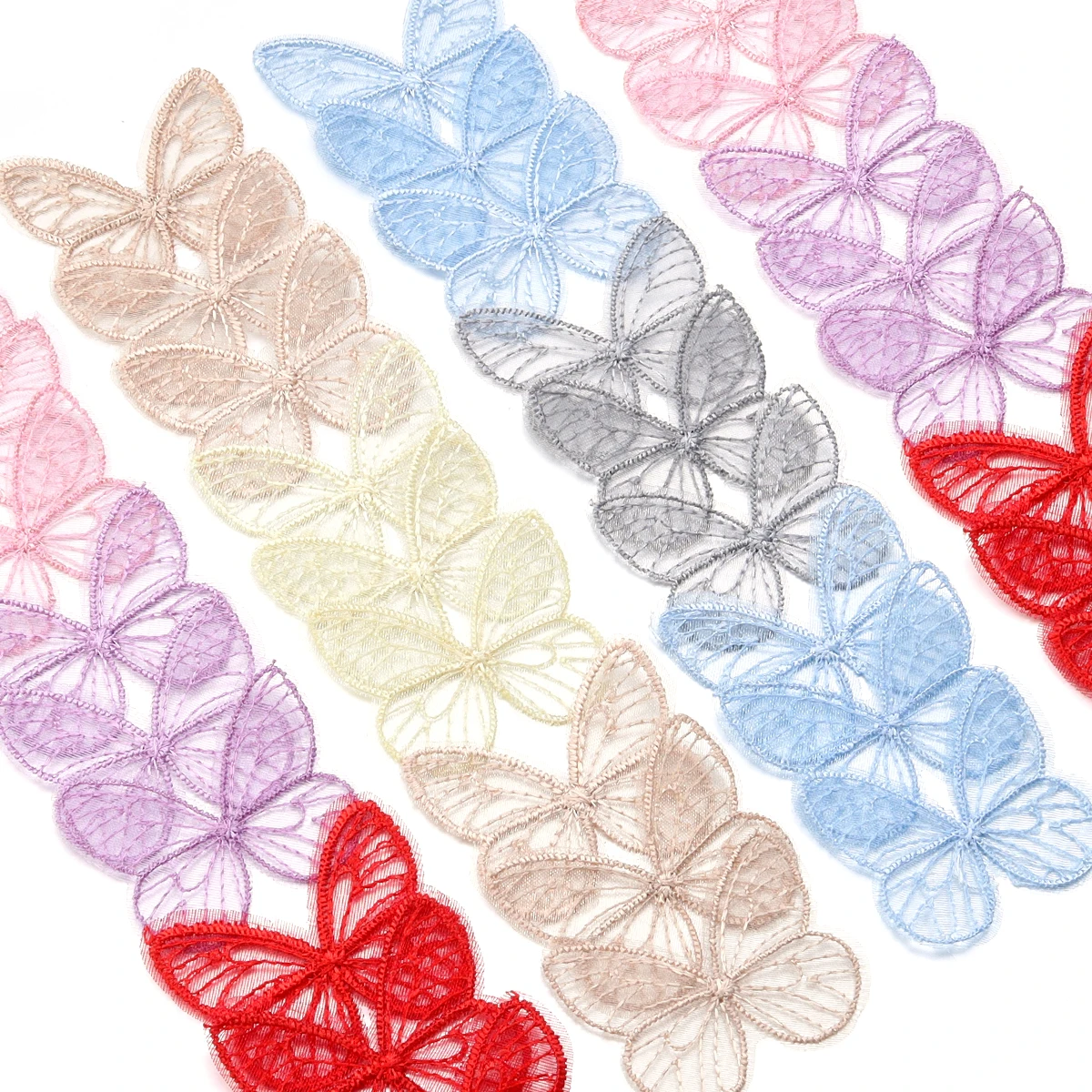 20Pcs/Lot 3.5*4.5cm Embroidery Fabric Butterfly Flowers Artificial Net Yarn Flower For DIY Craft Clothing Supplies Wedding Decor thumbnail 6