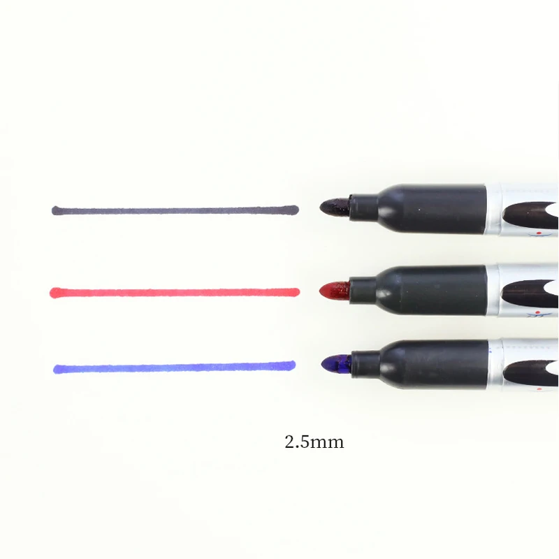 Waterproof Permanent Oily Marker Pen With ink Set Black/Red/Blue Art Marker 2.5mm Tip Crude Nib Student School&Office Stationery thumbnail 3