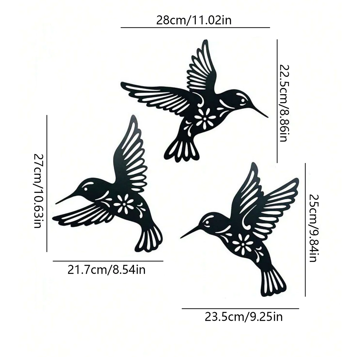 1pcMetal Hummingbird Cutout Wall Decoration Black Iron Bird Sculpture Wall Hanging Home Decoration thumbnail 2