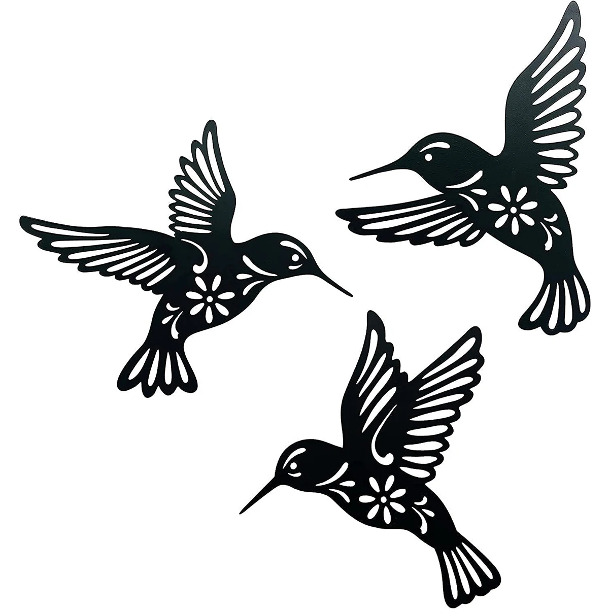 1pcMetal Hummingbird Cutout Wall Decoration Black Iron Bird Sculpture Wall Hanging Home Decoration thumbnail 6