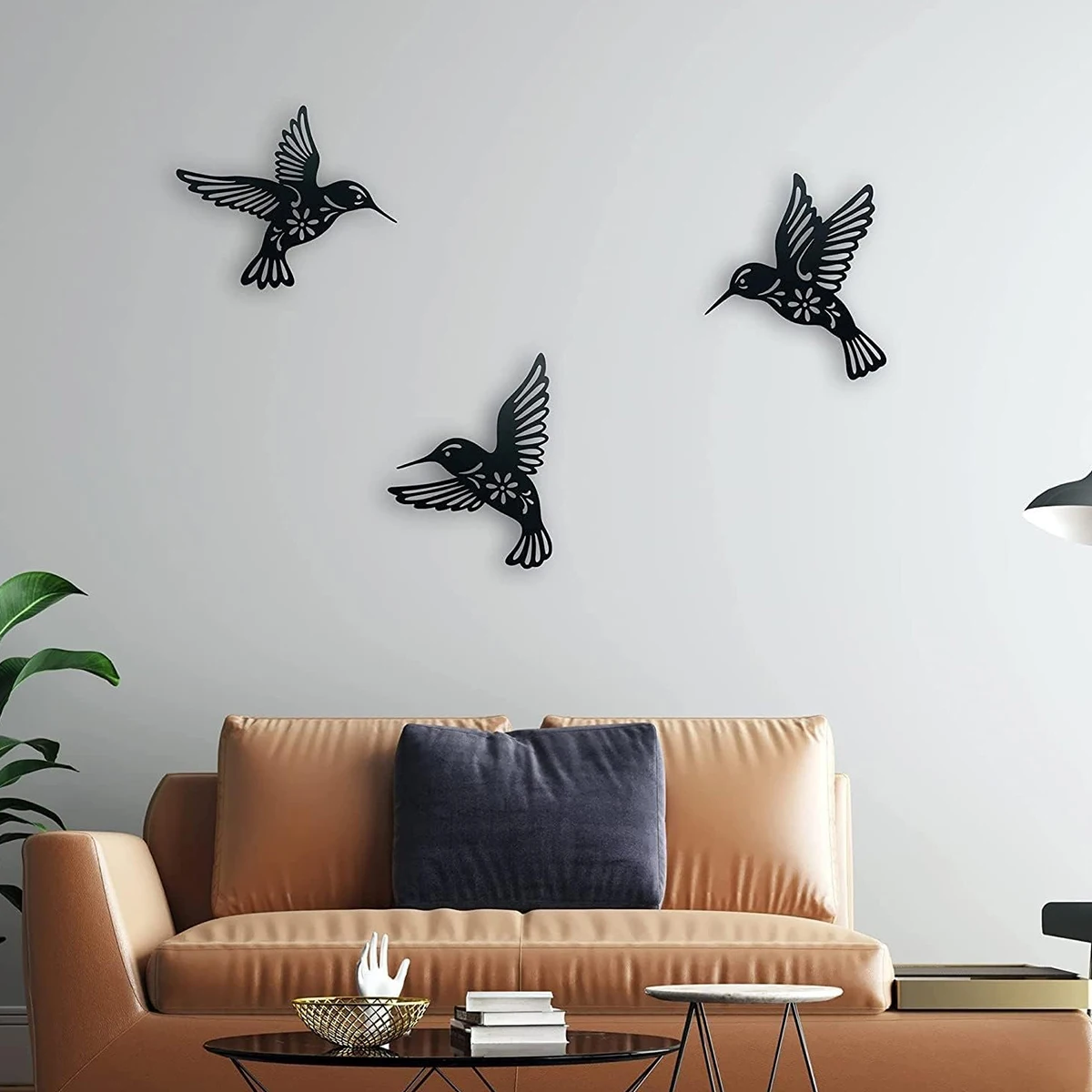 1pcMetal Hummingbird Cutout Wall Decoration Black Iron Bird Sculpture Wall Hanging Home Decoration thumbnail 3