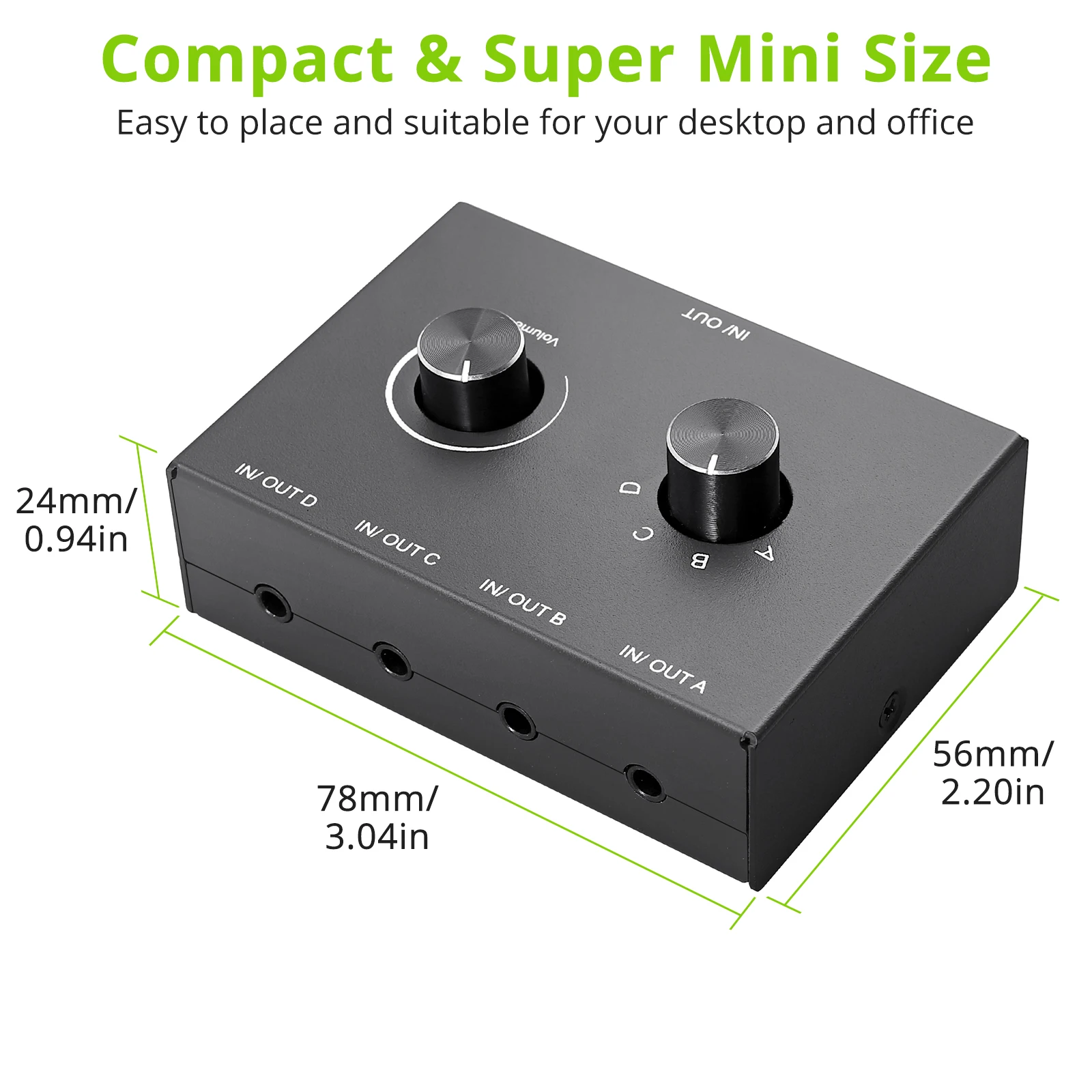 4 Way/2 Way 3.5mm Stereo Audio Switcher Bi-Directional Audio Switch Splitter Box 2 In 1 Out 4 In 1 Out with Mute Button thumbnail 4
