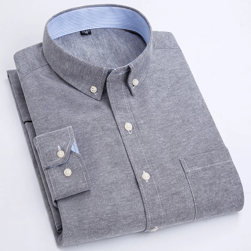 Men's long sleeve shirt Oxford woven casual non-ironing spring summer autumn slim top comfortable trend fashion with white shirt thumbnail 3