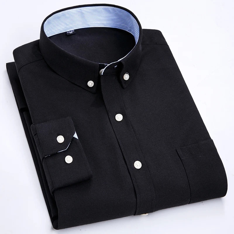 Men's long sleeve shirt Oxford woven casual non-ironing spring summer autumn slim top comfortable trend fashion with white shirt thumbnail 4