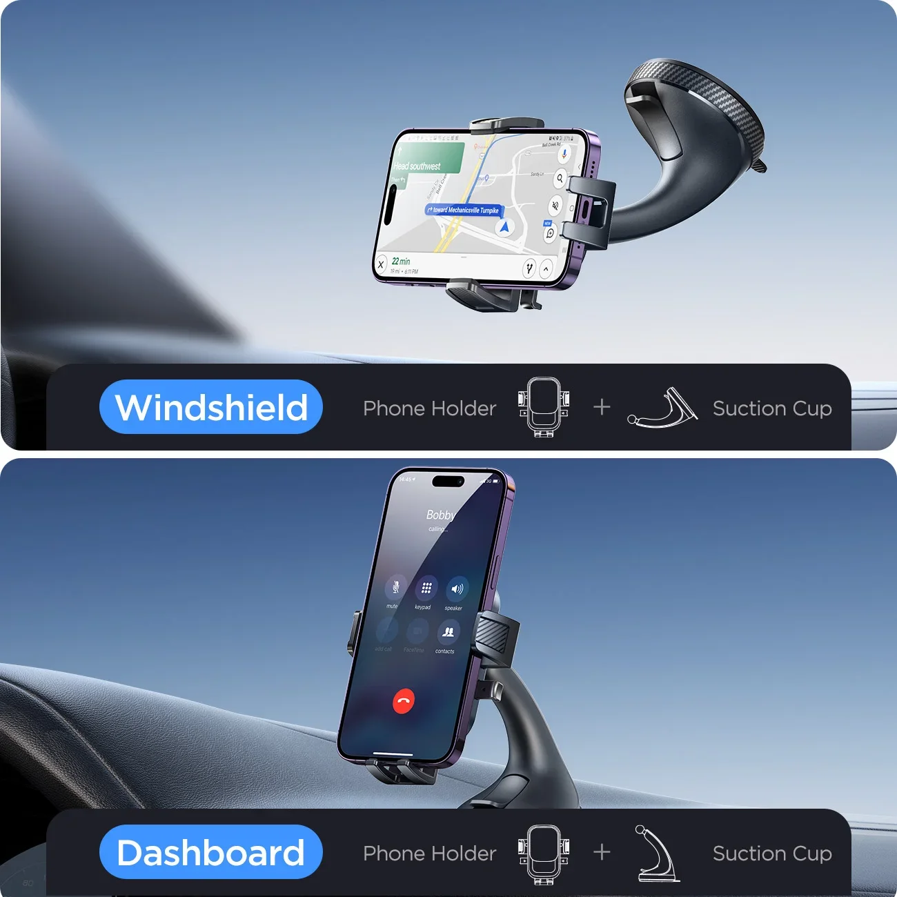 Joyroom Car Phone Holder Mount Car Strong Suction Hands-Free Universal Cell Phone Stand For Dashboard/Windshield 360° Rotation thumbnail 3