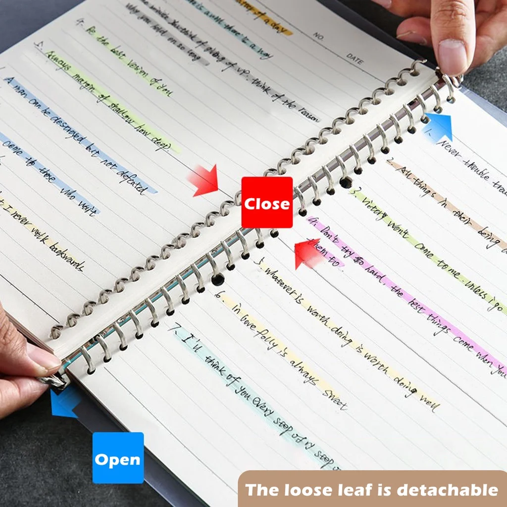 A5/B5/A4 Binder Notebooks Loose Leaf Replaceable Inner Refill with Divider Metal Ring Journal for Student Office School Supplies thumbnail 4