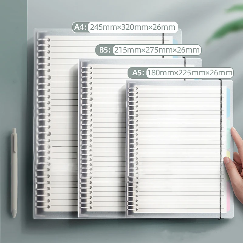 A5/B5/A4 Binder Notebooks Loose Leaf Replaceable Inner Refill with Divider Metal Ring Journal for Student Office School Supplies thumbnail 3