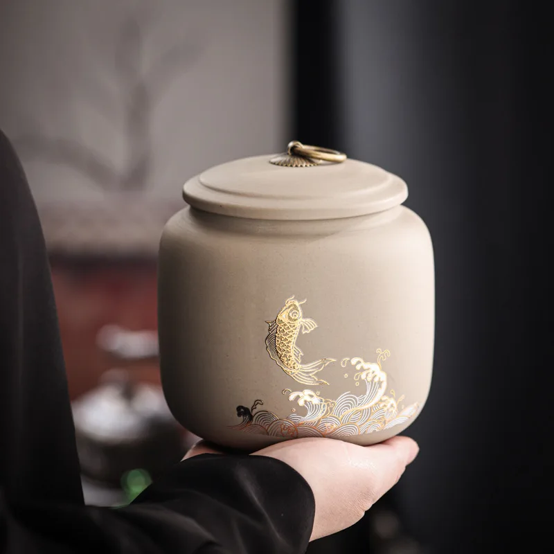 Coarse Pottery Tea Pot Ceramic Tea Container Living Room Coffee Table Decoration Accessories Home Tea Storage Box 750ML Gift