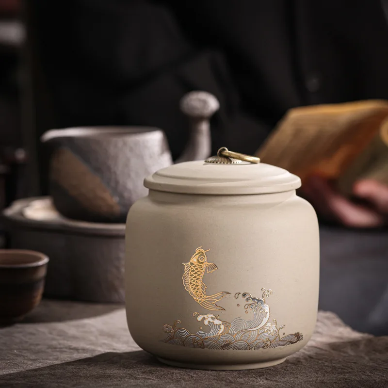 Coarse Pottery Tea Pot Ceramic Tea Container Living Room Coffee Table Decoration Accessories Home Tea Storage Box 750ML Gift thumbnail 4
