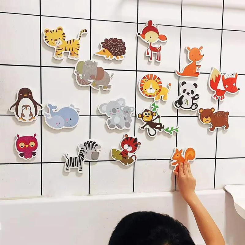Baby Toy Animal Bath Toys for Kids Soft EVA Paste Bathroom Toys Animal Cognitive Floating Water Toys for Boys Girls 2 to 4 Years