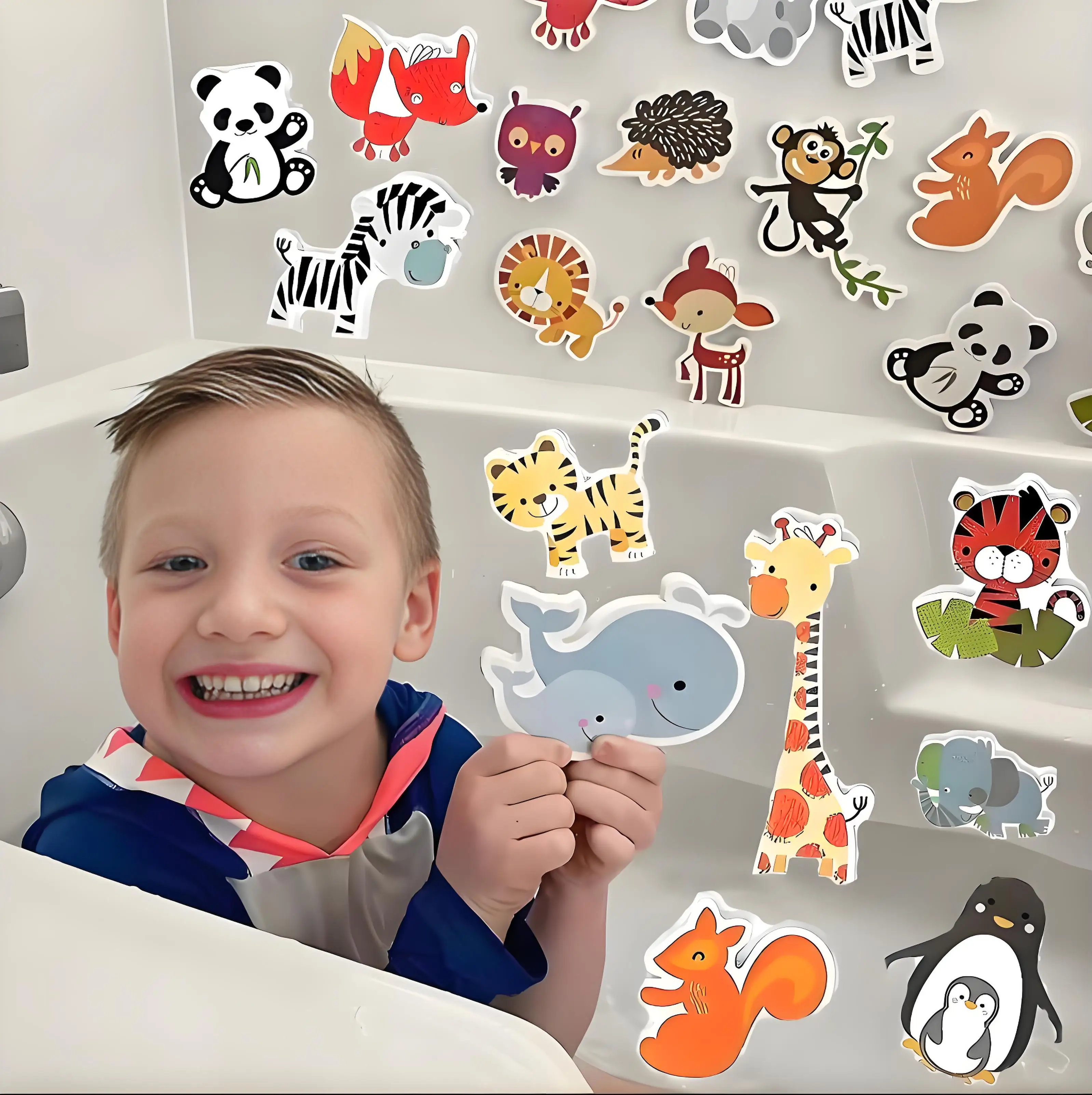 Baby Toy Animal Bath Toys for Kids Soft EVA Paste Bathroom Toys Animal Cognitive Floating Water Toys for Boys Girls 2 to 4 Years thumbnail 3