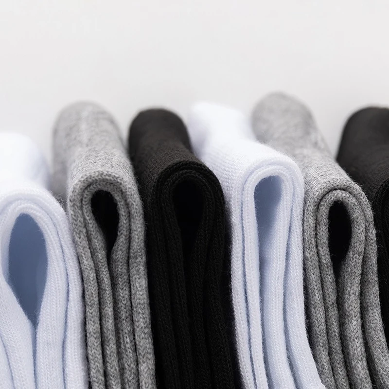 5 Pairs/Lot Black White Men's Socks Business Solid Color Casual Simple Versatile Breathable Cotton Sports Mesh Short Socks thumbnail 5