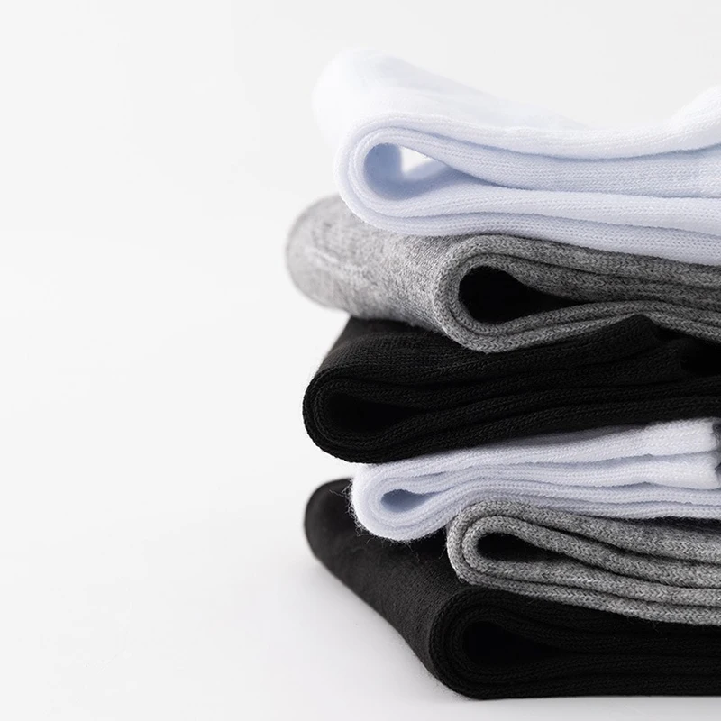 5 Pairs/Lot Black White Men's Socks Business Solid Color Casual Simple Versatile Breathable Cotton Sports Mesh Short Socks thumbnail 4
