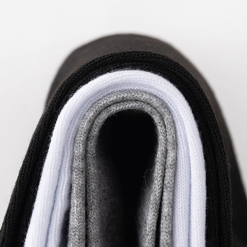 5 Pairs/Lot Black White Men's Socks Business Solid Color Casual Simple Versatile Breathable Cotton Sports Mesh Short Socks thumbnail 3