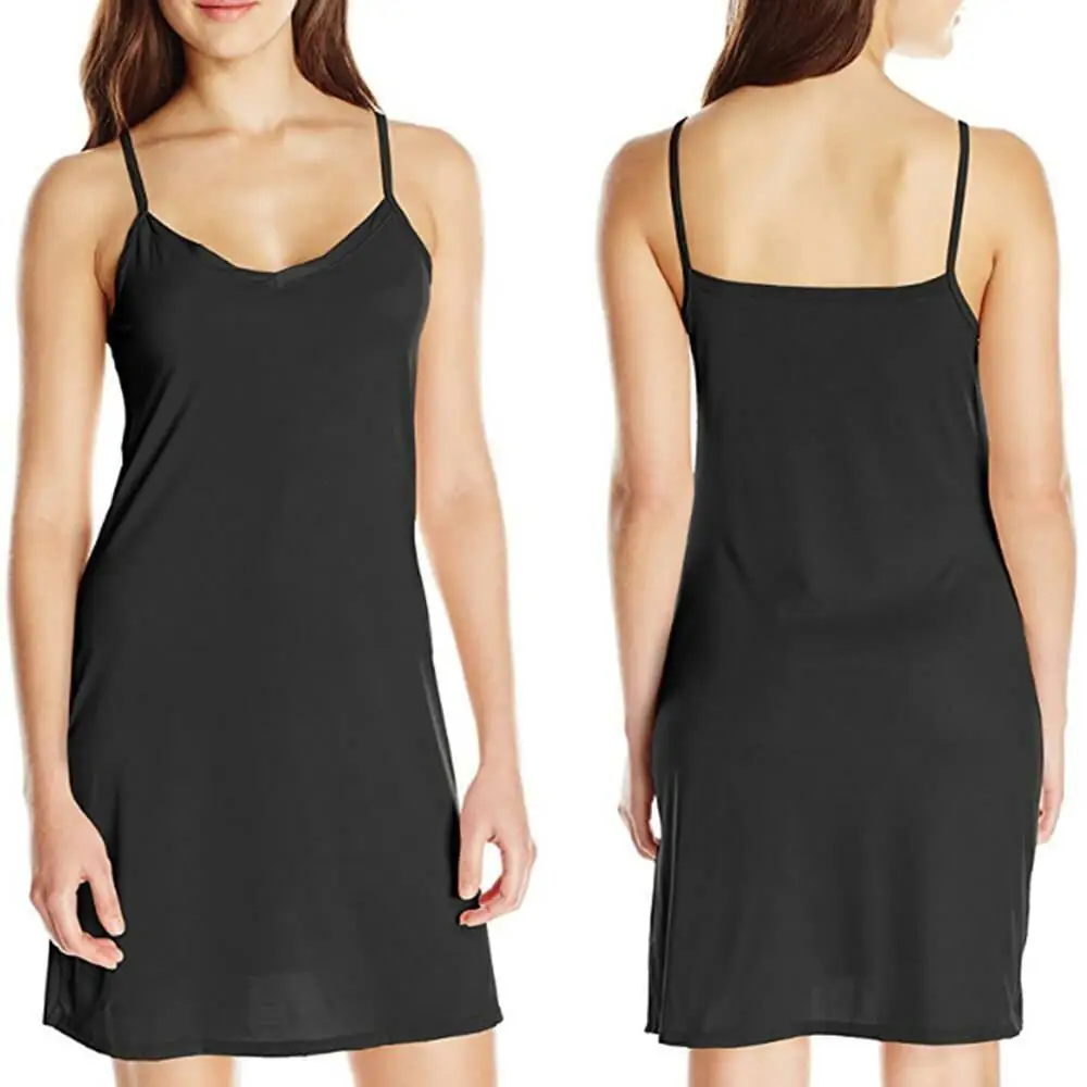 Plus Size Full Slips Dresses For Women Thin Summer Petticoat Underskirt Dress Sleeveless Inner Vest Dress thumbnail 4