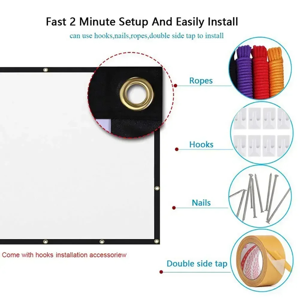 Projectors Screen Fabric Projector Cloth Anti-light 60 72 84 100 120 150inch  Home Outdoor Office Simple Curtain Accessories thumbnail 4