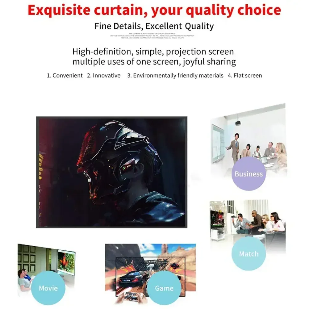 Projectors Screen Fabric Projector Cloth Anti-light 60 72 84 100 120 150inch  Home Outdoor Office Simple Curtain Accessories thumbnail 5
