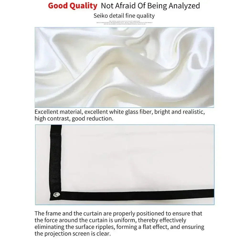 Projectors Screen Fabric Projector Cloth Anti-light 60 72 84 100 120 150inch  Home Outdoor Office Simple Curtain Accessories thumbnail 3