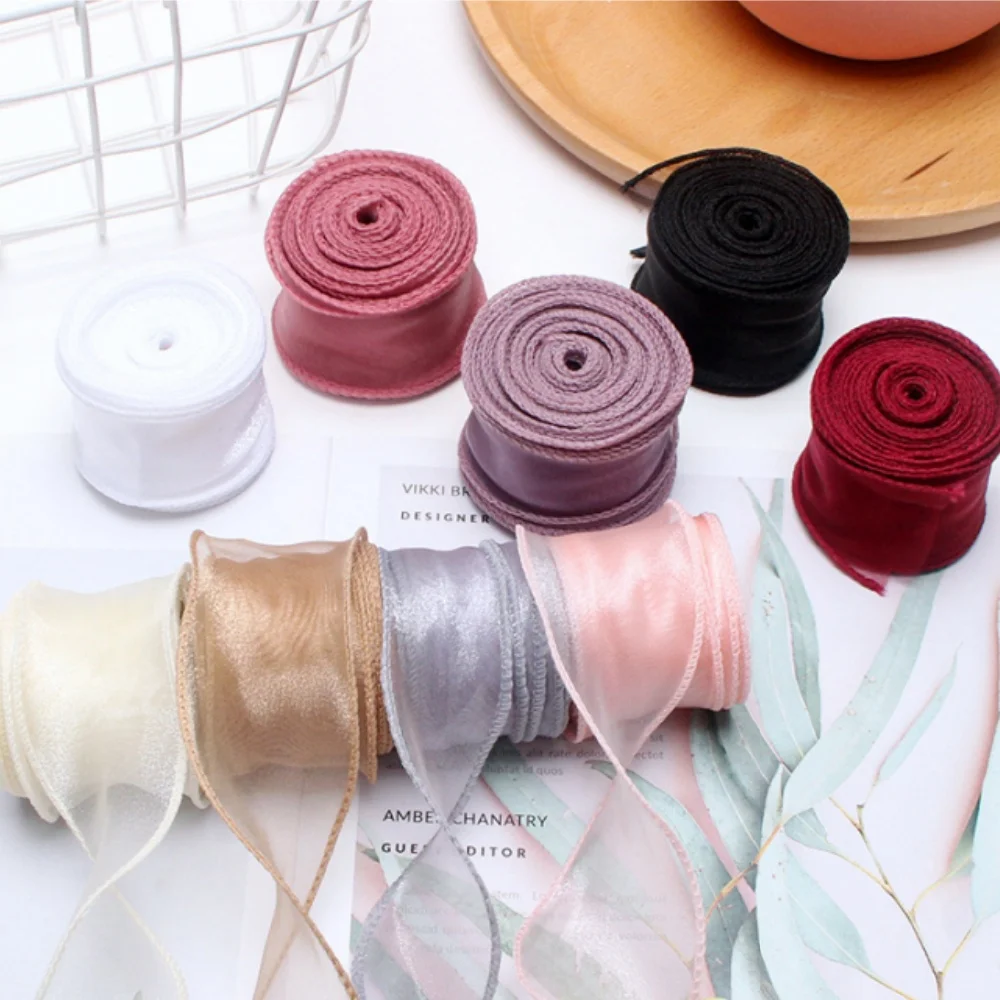 10Yards/Roll Chiffon Silk Ribbon Organza Satin For DIY Craft Gift Wrapping Decoration Wedding Bouquets Wreath Sewing Supplies thumbnail 6