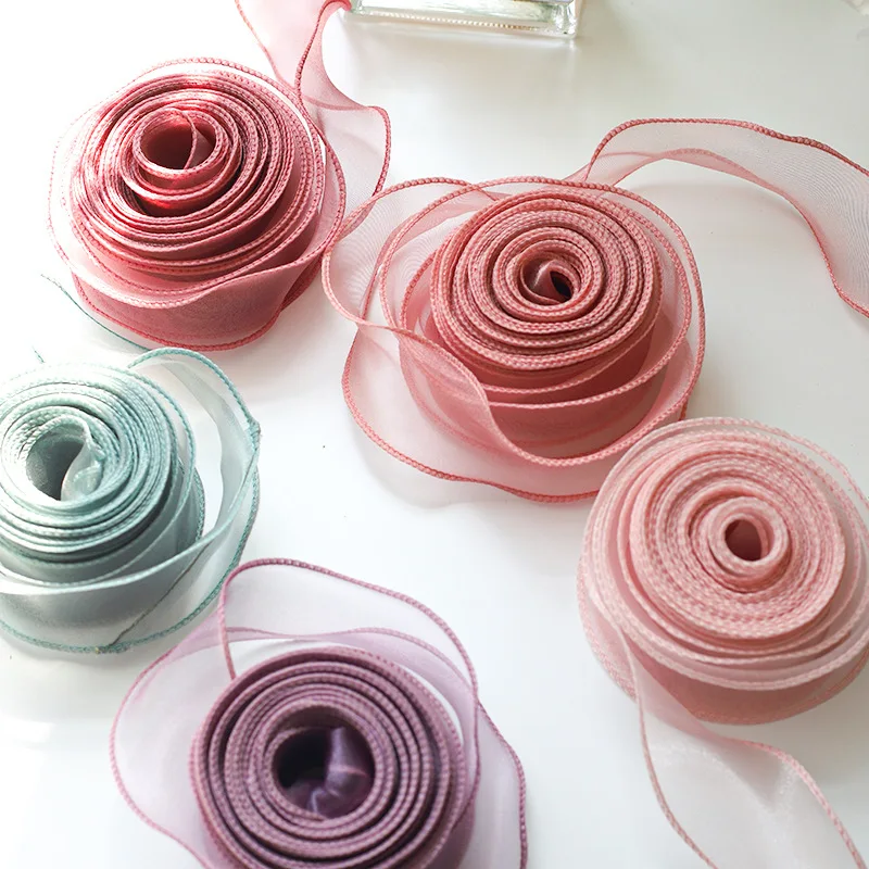 10Yards/Roll Chiffon Silk Ribbon Organza Satin For DIY Craft Gift Wrapping Decoration Wedding Bouquets Wreath Sewing Supplies thumbnail 4
