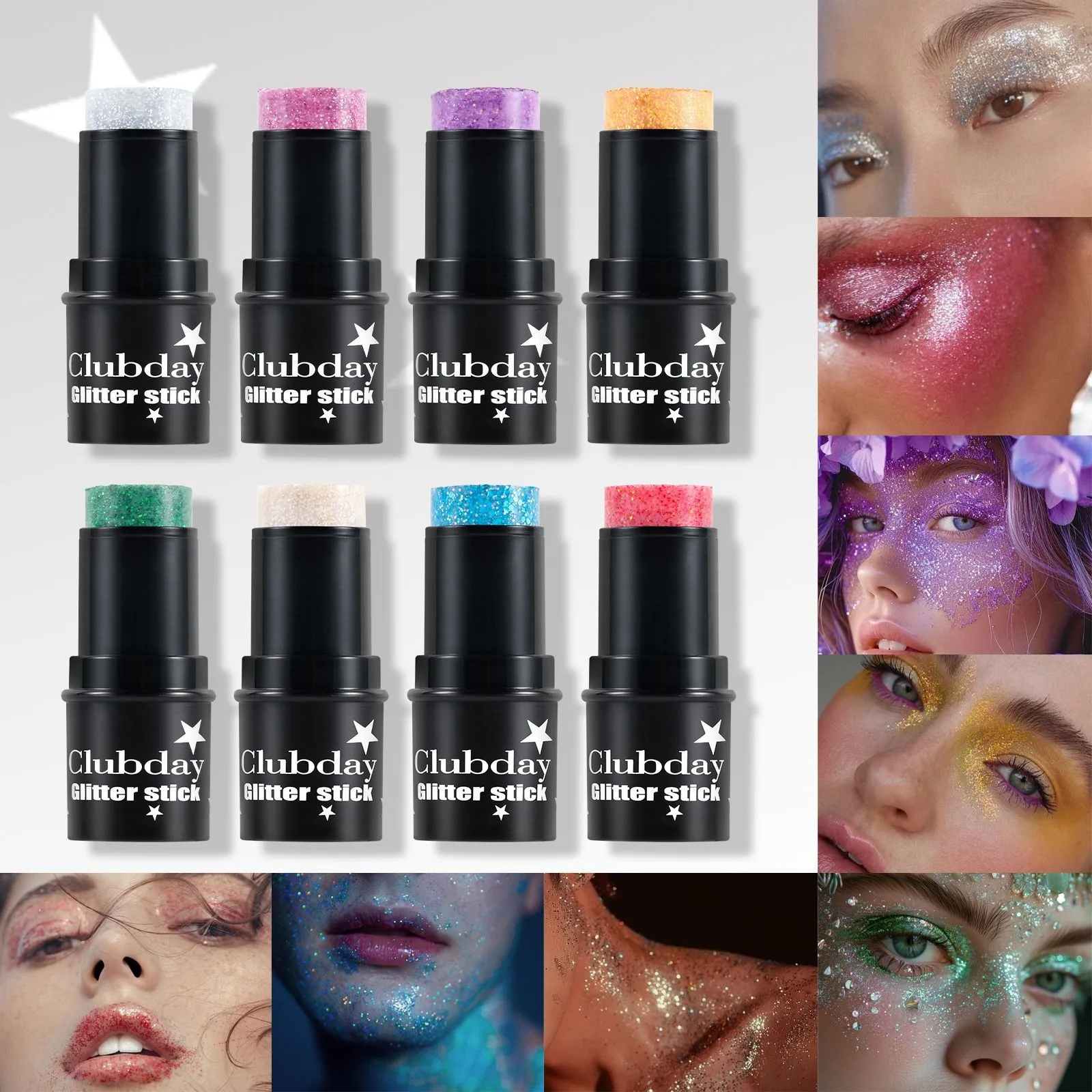 Purple Glitter Sequin Stick Multifunctional Face Lip Hair Body Sequins Eyeshadow Gel Music Festival Stage Makeup Decoration Tool thumbnail 2