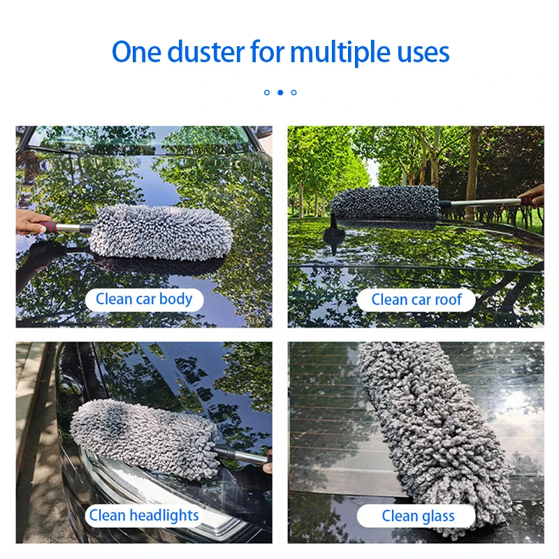 SEAMETAL Retractable Car Duster Stainless Steel Long Handle Dusting Brush Microfiber Dust Remover Car Household Cleaning Tools thumbnail 5