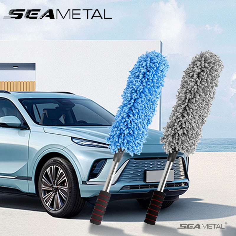 SEAMETAL Retractable Car Duster Stainless Steel Long Handle Dusting Brush Microfiber Dust Remover Car Household Cleaning Tools thumbnail 6