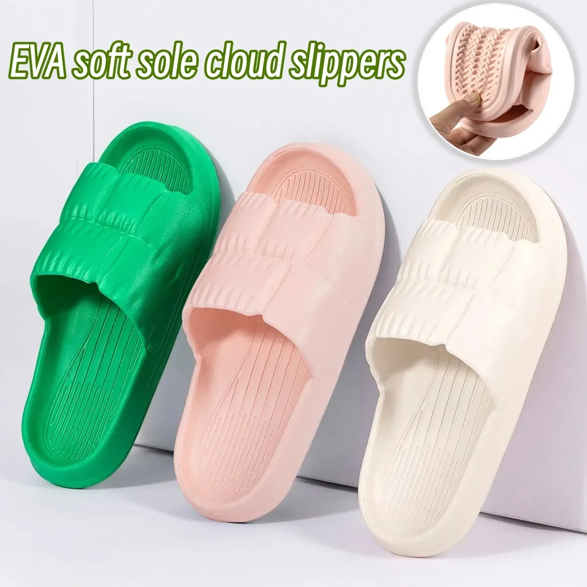2024 Women Soft Sole Cloud Slippers Thick Platform Indoor Outdoor Beach Sandals Summer EVA Non Slip Flip Flops