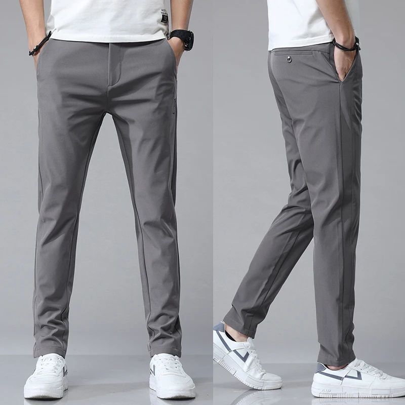 5 Colors Spring Summer Ultra-thin Men's Stretch Slim Straight Casual Pants High Quality Fashion Breathable Golf Sports Trousers thumbnail 2